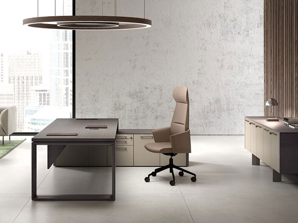 Adrien – Wood Veneer Executive Desk with Optional Return Unit and Credenza Unit Main img