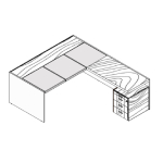 Desk with Modesty Panel, Return Pedestal and Leather Insert