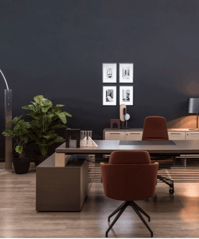 Adrien 1 – Wood Veneer Executive Desk with Leather Insert and Optional Credenza Unit 02