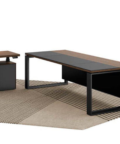 Adrien 1 – Wood Veneer Executive Desk with Leather Insert and Optional Credenza Unit 06