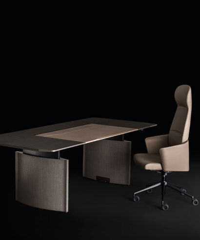 Elvira - Wood Veneer Height Adjustable Executive Desk with Optional Credenza Unit & Storage Unit