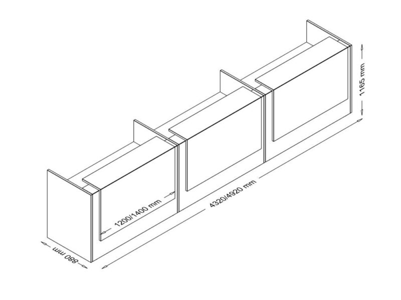 Zack 8 - Large Modular Reception Desk with Three Counters Size img