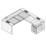 Desk with Lacquered Leg, Return Pedestal and Leather Insert