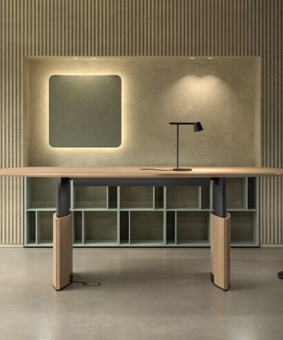 Elvira 2 - Electric Height Adjustable Rectangular and Barrel Shaped Meeting Table