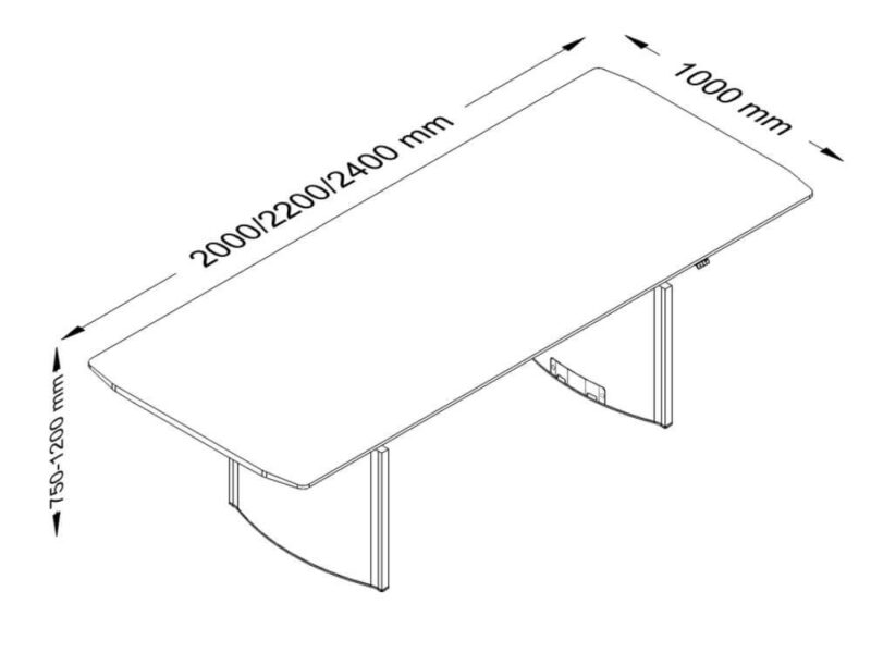 Elvira 2 - Electric Height Adjustable Rectangular and Barrel Shaped Meeting Table Size Image 1