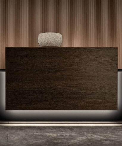 Lenny - Elegant Reception Desk with optional Melamine Overhang Panel