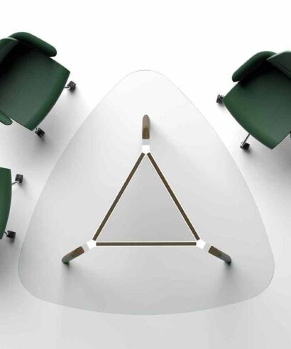 Reine 3 – Glass Top Round, Triangular and Rounded Corner Shaped Meeting Table Main Iamge