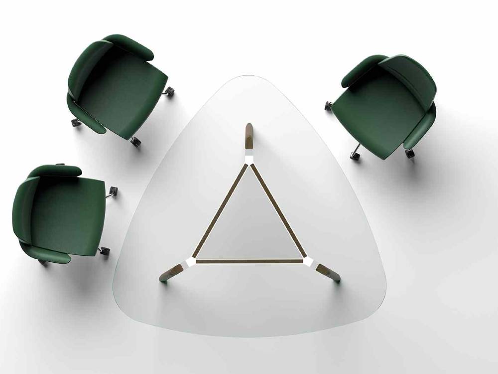 Reine 3 – Glass Top Round, Triangular and Rounded Corner Shaped Meeting Table Main Iamge