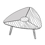 Triangular Shaped Table (6 Persons)(2 Wooden Top and 1 Leather Top)