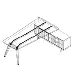 Side Bowed Shaped Desk with Credenza Unit