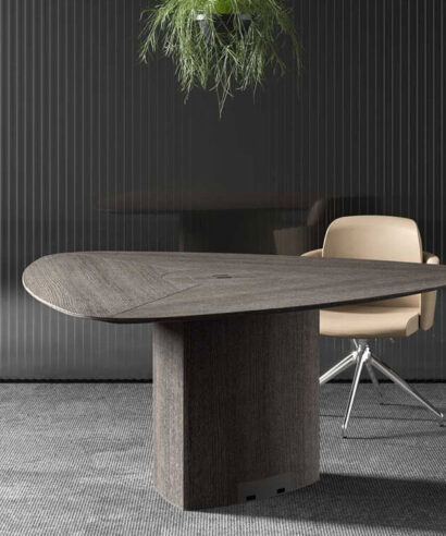 Tracy - Round and Triangular Shaped Meeting Table With Column Leg