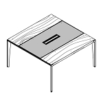 Square Shaped Table with Leather Insert (4 Persons)