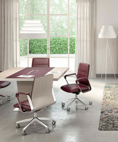 Xenophon 1 - Square Shaped Meeting Table with Optional Leather Inlay 01