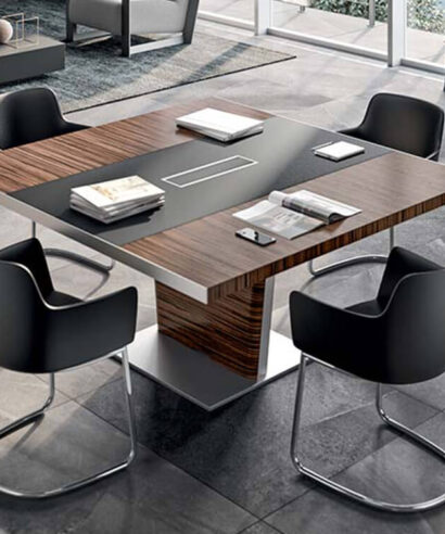 Xenophon 1 - Square Shaped Meeting Table with Optional Leather Inlay Main Image (1)