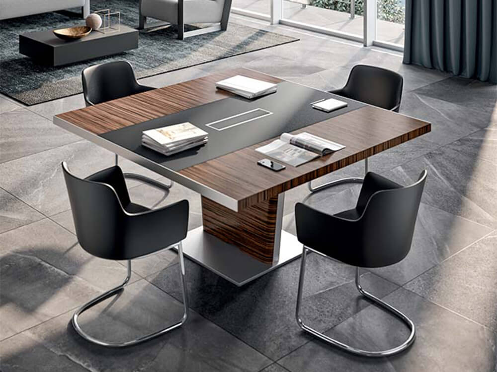 Xenophon 1 - Square Shaped Meeting Table with Optional Leather Inlay Main Image (1)