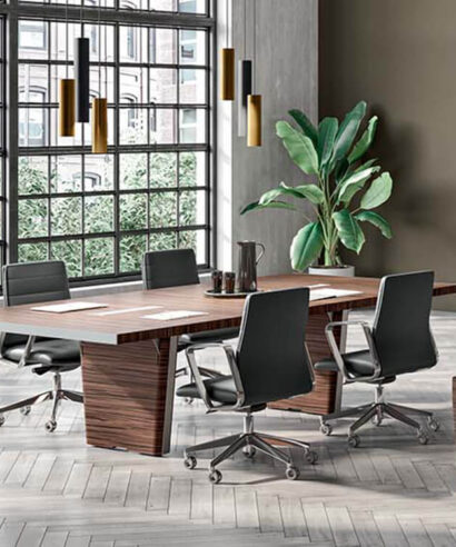 Xenophon 2 - Rectangular Shaped Meeting Table with Optional Leather Inlay 02