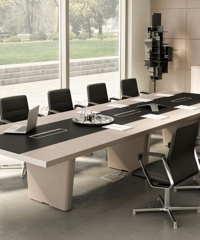 Xenophon 2 - Rectangular Shaped Meeting Table with Optional Leather Inlay
