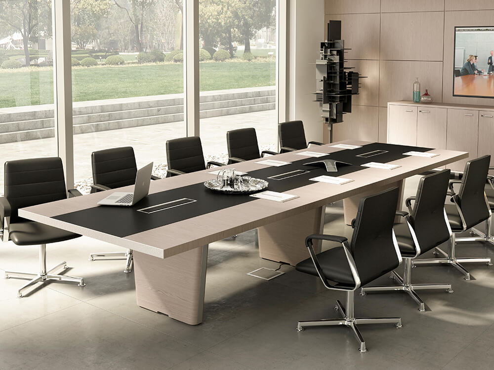 Xenophon 2 - Rectangular Shaped Meeting Table with Optional Leather Inlay Main IMage