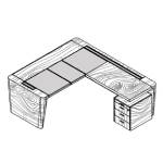 Desk with Return and Supporting Pedestal, Leather Inlay