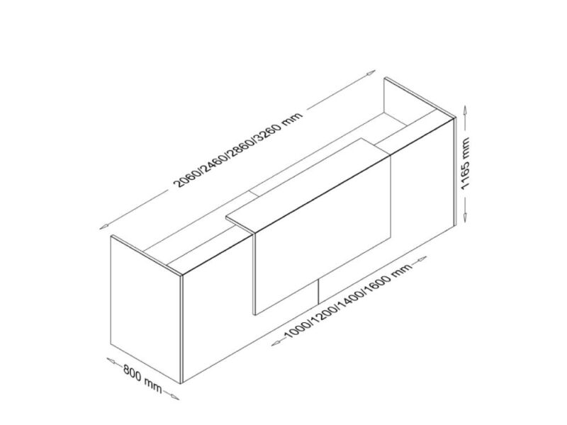 Zack 1 – Reception Desk with Overhang Panel and Side Panels size img