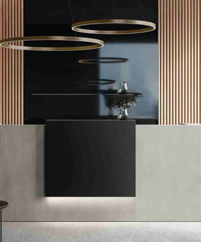 Zack 3 – Reception Desk with Overhang Panel