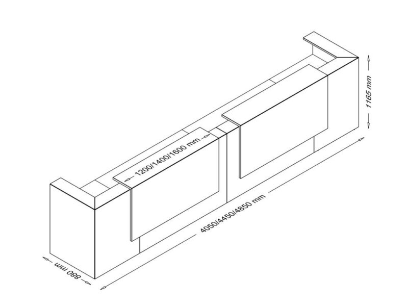Zack 6 – Large Modular Reception Desk with Overhang Panel Size img