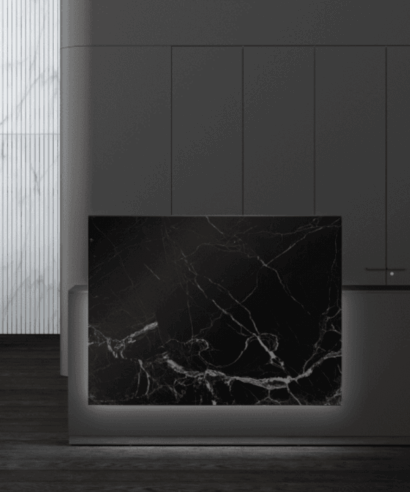 Lenny 1- Reception Desk with Printed Glass Overhang Panel 02 img