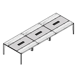 Large Rectangular Shaped Table with Leather Insert (12 Persons)