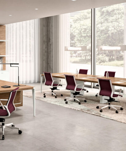 Xandy 2 - Rectangular Shaped Meeting Table with Optional Leather Inlay 02