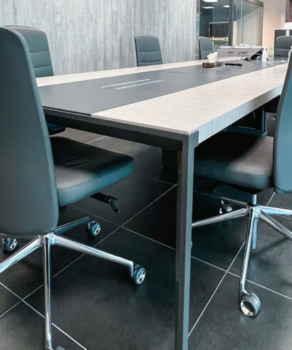 Xandy 2 - Rectangular Shaped Meeting Table with Optional Leather Inlay 06