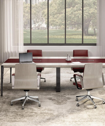 Xandy 2 - Rectangular Shaped Meeting Table with Optional Leather Inlay