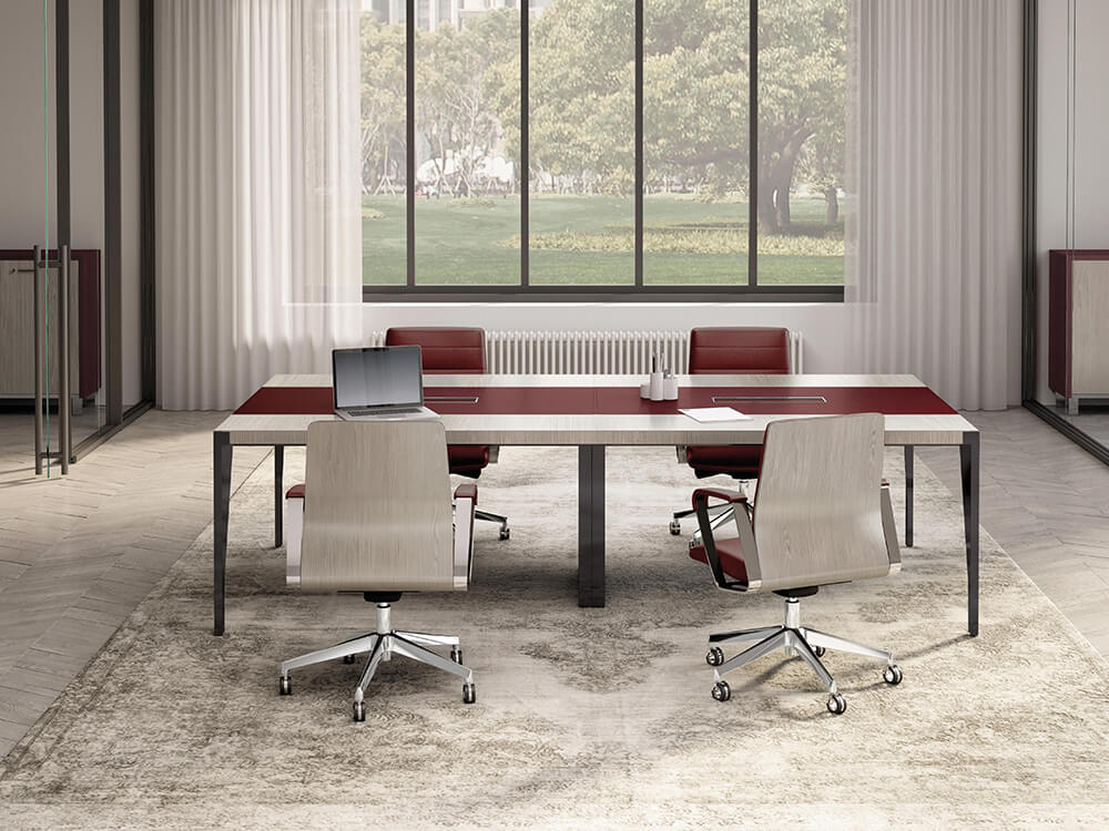 Xandy 2 - Rectangular Shaped Meeting Table with Optional Leather Inlay Main image
