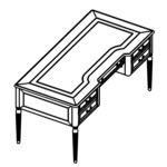 Desk with 2 Drawers Hanging Pedestal (Wood Finish Top with Leather Insert)