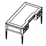 Desk with 2 Drawers Hanging Pedestal (Wood Finish Top)