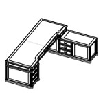 Desk with Full Modesty and 3 Drawers Pedestal + Credenza Unit (Wood Finish Top)