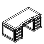 Desk with Full Modesty Panel and Double 3 Drawers Pedestal (Wood Finish Top)