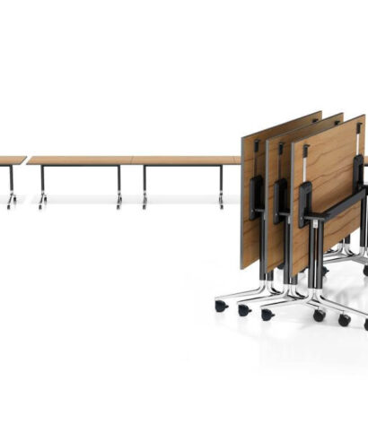 Tommy 2 - Fliptop Rectangular, Oval, Barrel & D End Shape Meeting Table with T Leg