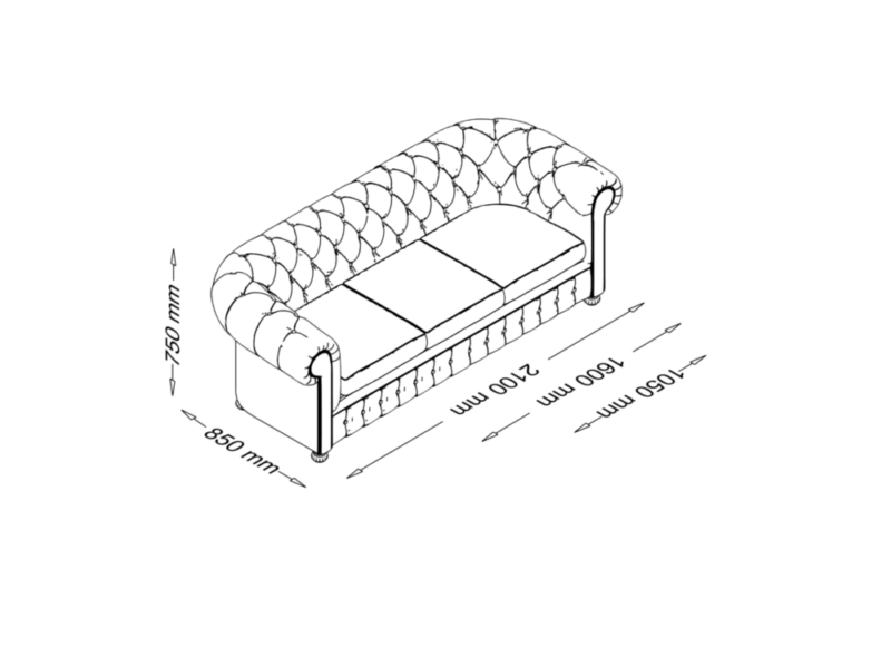 Esteban - Classic One, Two And Three Seater Tufted Upholstery Sofa size img Esteban - Classic One, Two And Three Seater Tufted Upholstery Sofa size img