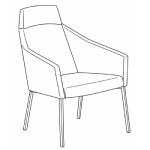 L590 x D640 x H930 (For Leg High-Back Arm Chair)