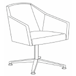 L620 x D580 x H780 (Four Star Leg Arm Chair)