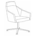 L620 x D580 x H910 (Four Star Leg High-Back Arm Chair)