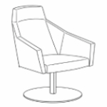 L590 x D640 x H930 (Round Base Leg High-Back Arm Chair)