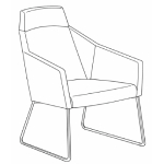 L590 x D640 x H930 (Sled Leg High-Back Arm Chair)
