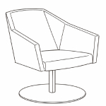 L590 x D640 x H810 (Round Base Leg Arm Chair)