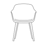 L580 x D560 x H800 mm (Solid Ash Wood 4 Legs Chair)