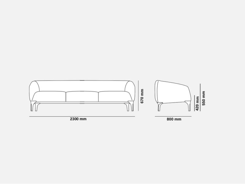 Ninah 1 – Wooden Shell One, Two and Three Seater Sofa Size img
