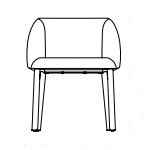 L630 x D560 x H750 (Wooden Leg)