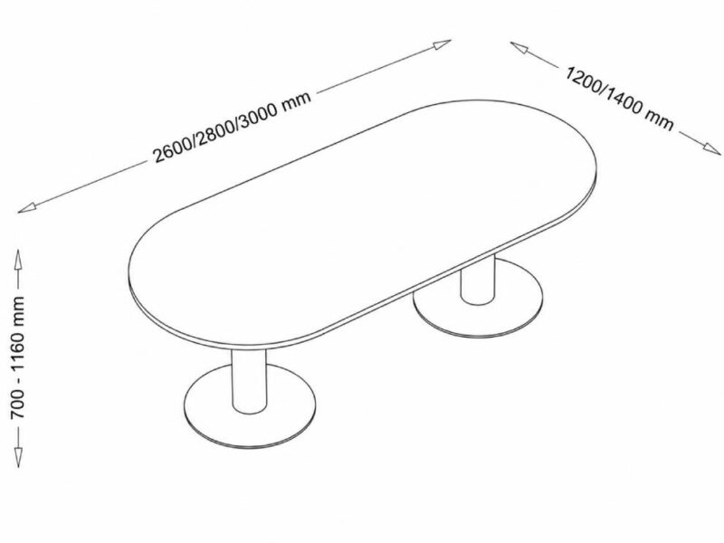 Milly 1- D Ended Shape Height Adjustable Meeting Table Dimensiosn Img