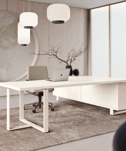 Arvento - T Shaped Leg Executive Desk with Optional Credenza Unit