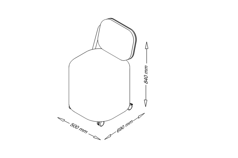 IVertex - Movable Work Stool dimesstion Image